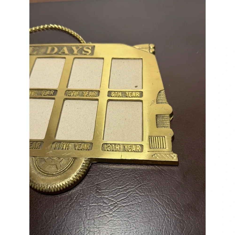 Vintage 1988 Penco Solid Brass School Days School Bus 12 Photo Frame